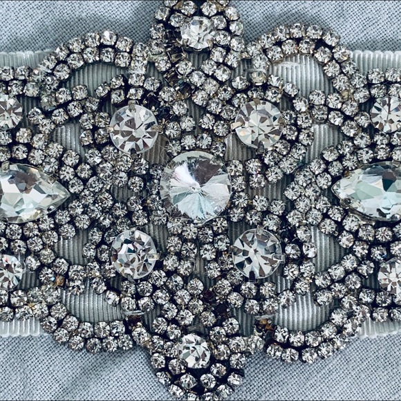 Grosgrain Beaded Bridal Sash Ivory - Picture 2 of 10